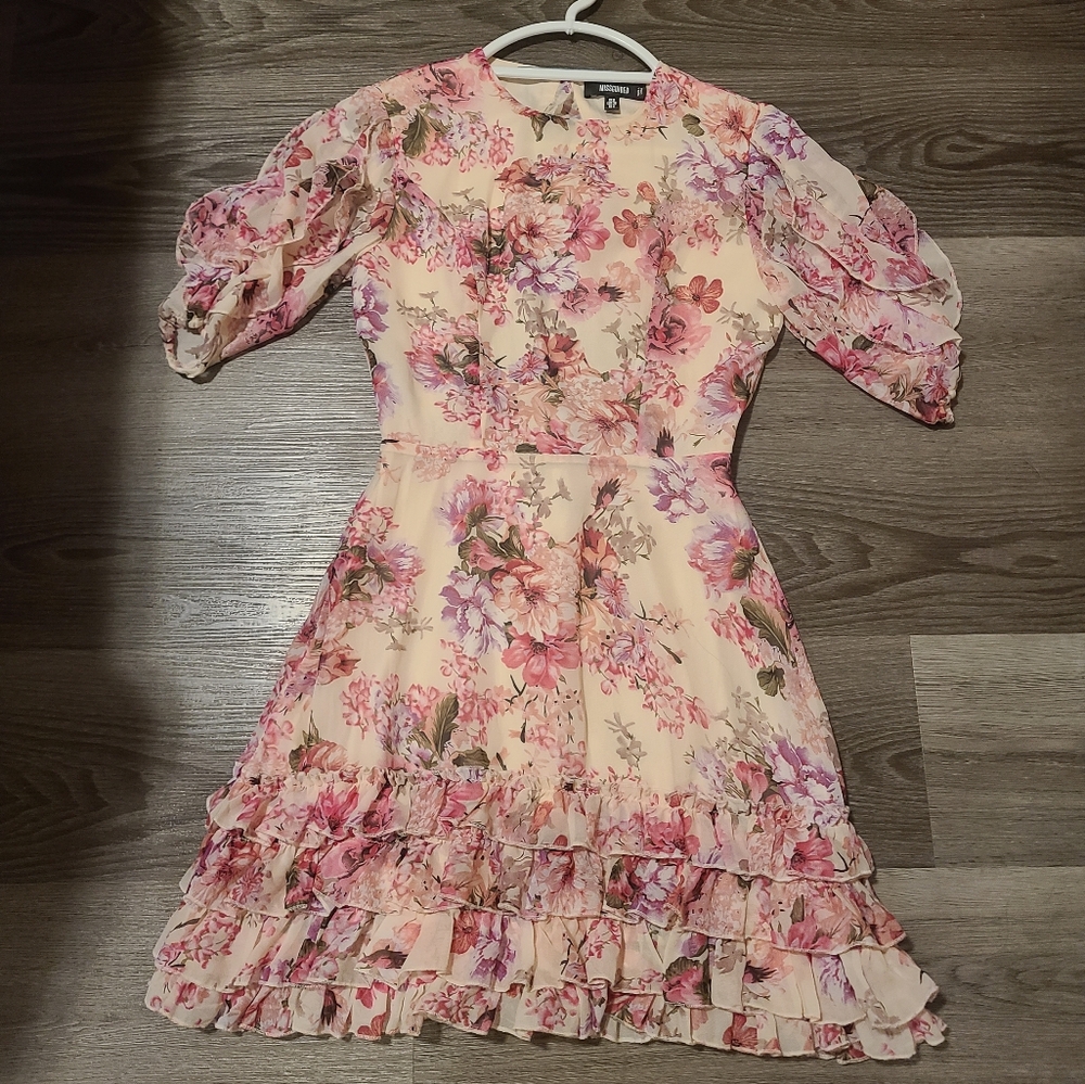 Missguided Pink Floral Ruffle Mini Dress 4